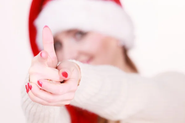 Chrsitmas meisje schieten gebaar maken — Stockfoto