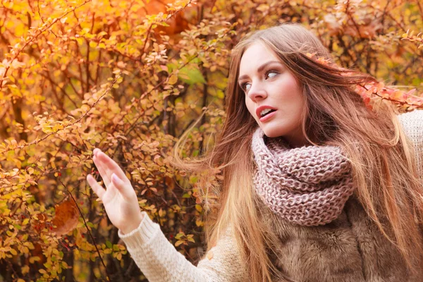 Fashionable girl outdoors. Autumn — Stock Photo, Image