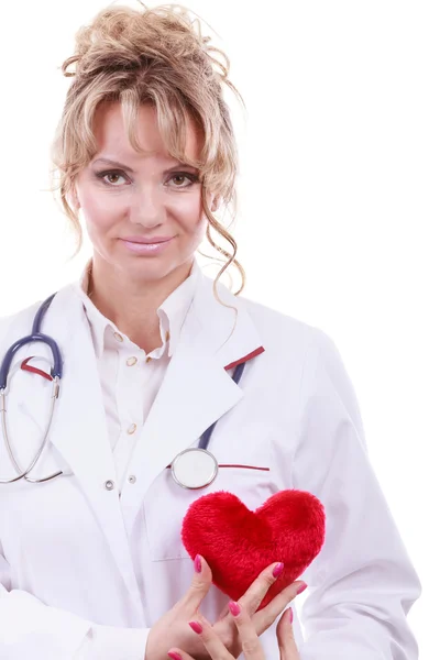 Cardióloga con corazón rojo . — Foto de Stock