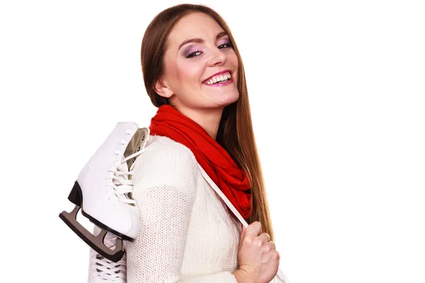 Attractive girl with ice skates. — Stock Photo, Image