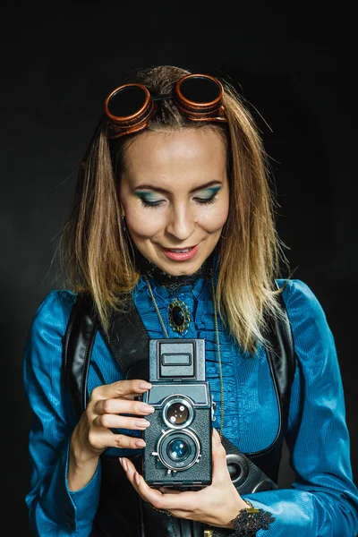 Steampunk staré retro fotoaparátem. — Stock fotografie