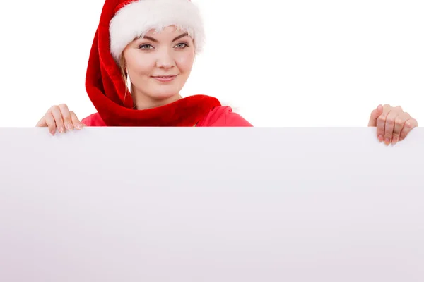 Donna con cartellone vuoto. Natale! — Foto Stock