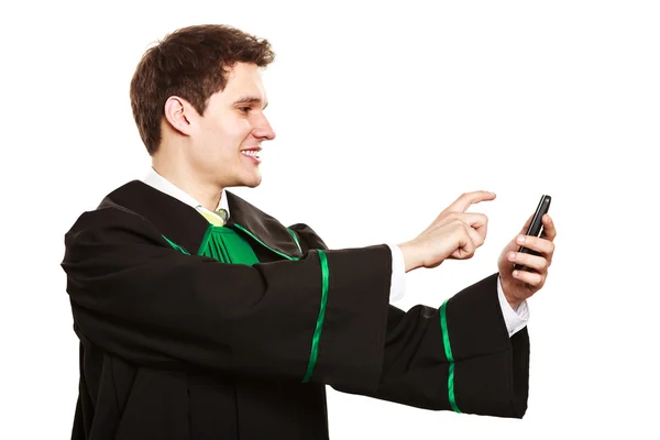 Lawyer use smartphone touch screen. — Stock Photo, Image