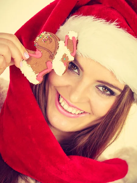 ジンジャーブレッドのクッキーの女性サンタ クロースの帽子。クリスマス — ストック写真
