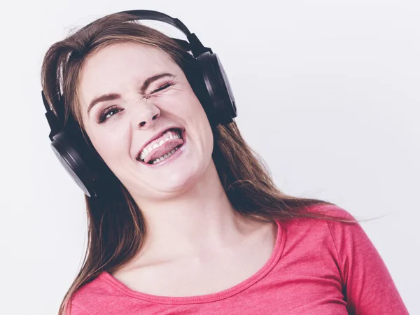 Beauty happy woman listen music. — Stock Photo, Image