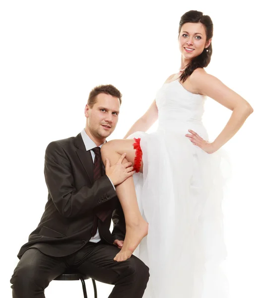 Sexy bride with handsome groom. — Stock Photo, Image