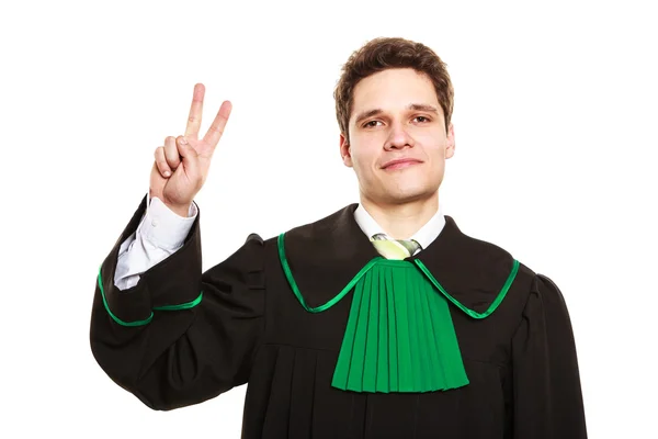 Мужчина-адвокат показывает знак с рукой . — стоковое фото