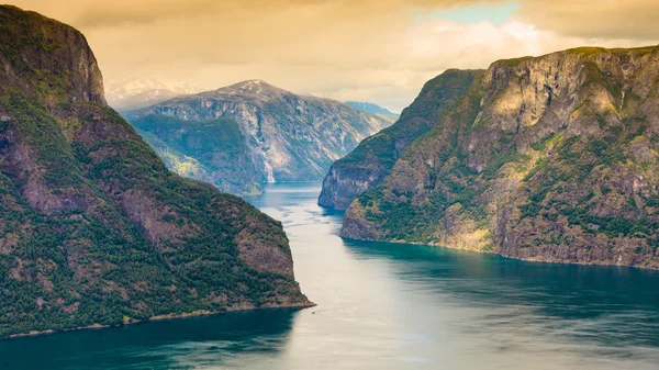 Vista dos fiordes no ponto de vista Stegastein na Noruega — Fotografia de Stock