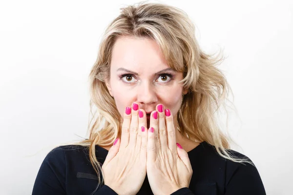 Stressed and worried blonde woman — Stock Photo, Image