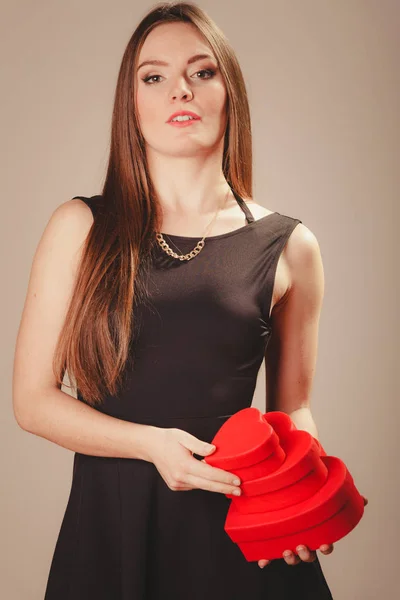 Mujer con cajas de San Valentín — Foto de Stock