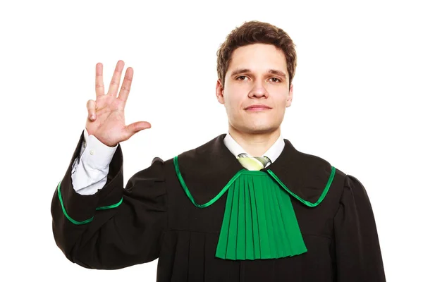 Männlicher Anwalt zeigt Zeichen mit Hand. — Stockfoto