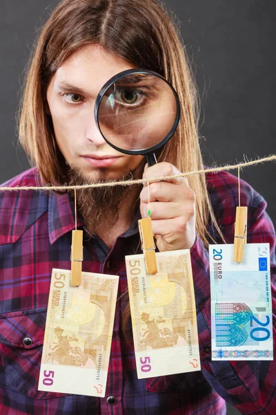 Man verify money cash — Stock Photo, Image