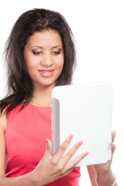 Mixed race african woman with pc tablet. — Stock Photo, Image