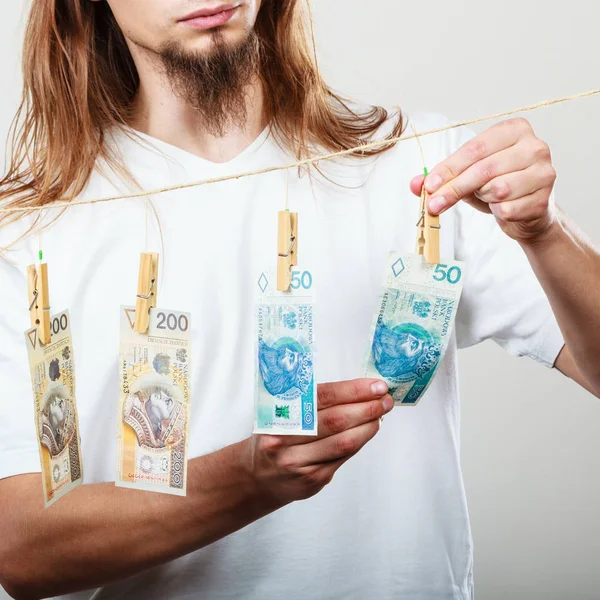 Rik mann med hvitvasking av penger – stockfoto