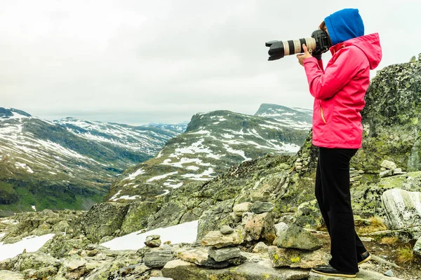 Fotografia turistica dal punto di vista Dalsnibba Norvegia — Foto Stock