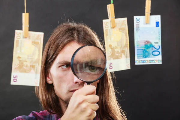 Man verify money cash — Stock Photo, Image