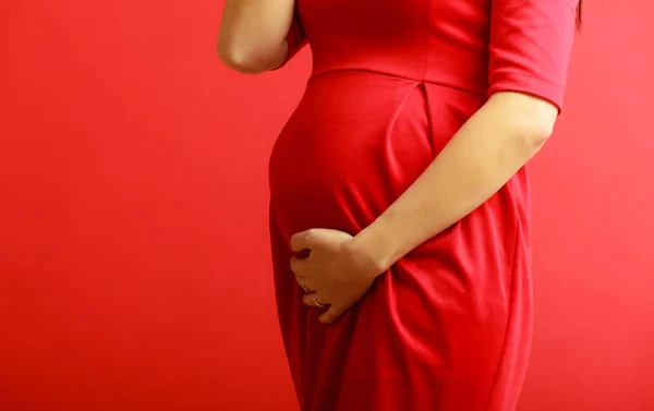 Closeup on tummy of pregnant woman — Stock Photo, Image
