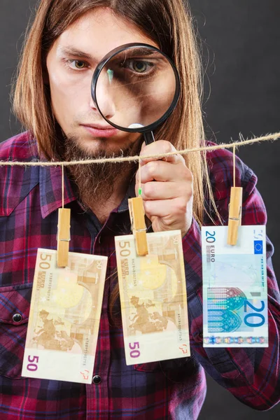 Man verify money cash — Stock Photo, Image