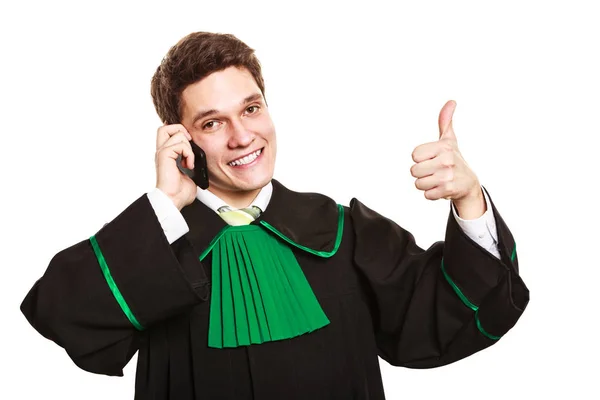 Lawyer with thumb up make a phone call. — Stock Photo, Image