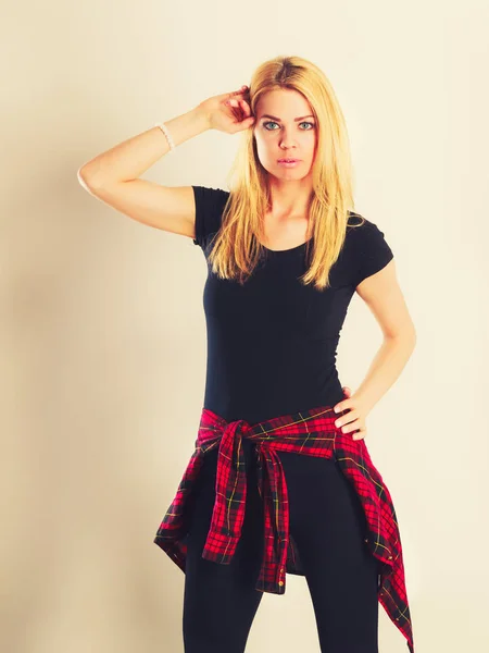 Blonde woman casual style posing — Stock Photo, Image