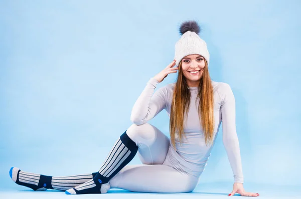 Vrouw in thermisch ondergoed top ang legging — Stockfoto