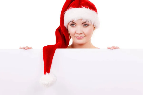 Donna con cartellone vuoto. Natale! — Foto Stock