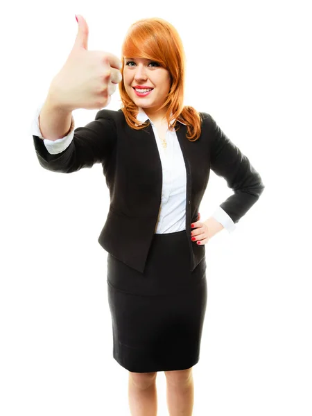 Mulher de negócios dando sinal polegar para cima — Fotografia de Stock