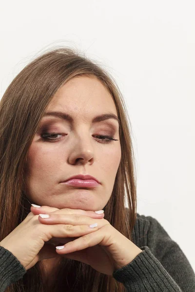 Astonishing woman catch on contemplating — Stock Photo, Image