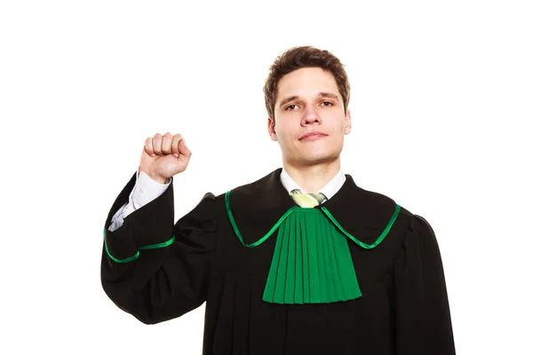 Männlicher Anwalt zeigt Zeichen mit Hand. — Stockfoto