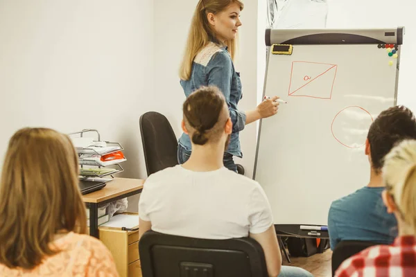 Enseignant enseignant les mathématiques aux étudiants du collège — Photo