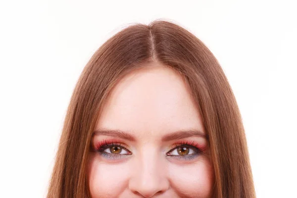 Mujer cara colorido ojos maquillaje — Foto de Stock