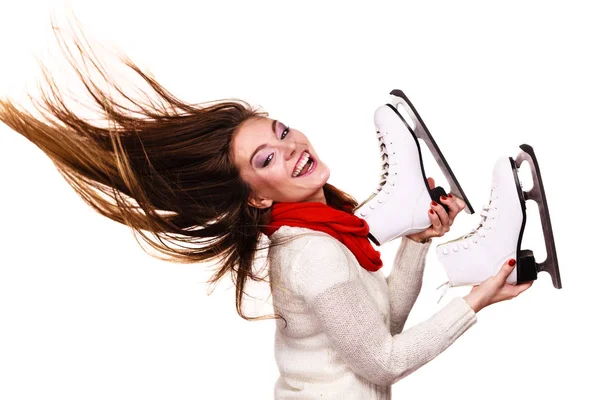 Loca chica con patines de hielo . —  Fotos de Stock