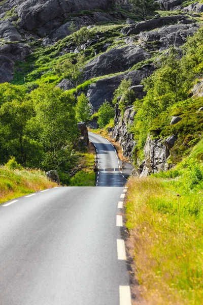 Дорожный пейзаж в горах Норвегии — стоковое фото