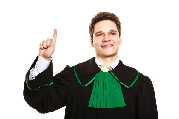 Male lawyer show sign with hand. — Stock Photo, Image