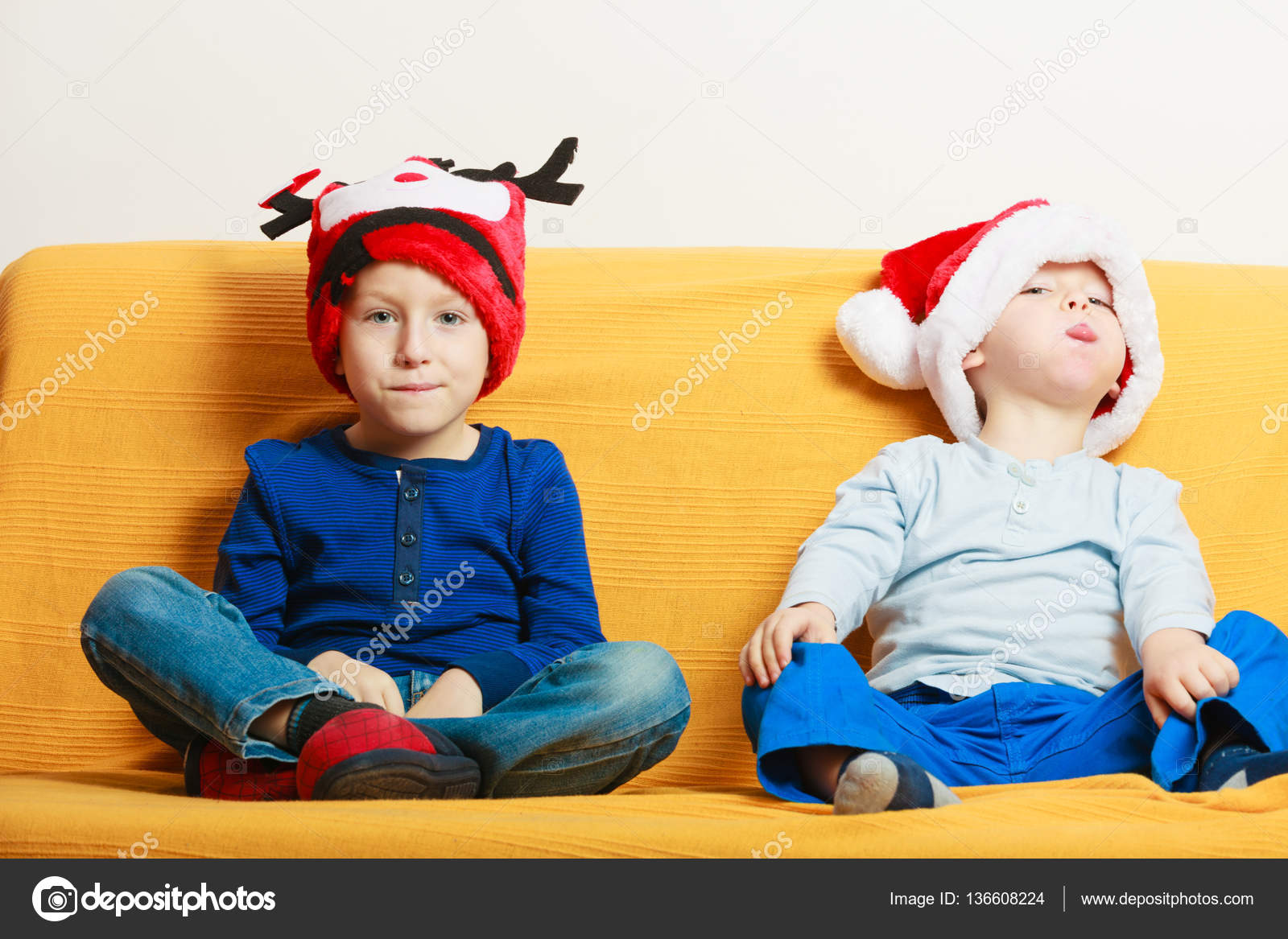 Two boys in sofa