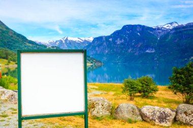 Empty board in mountains nature, Norway clipart