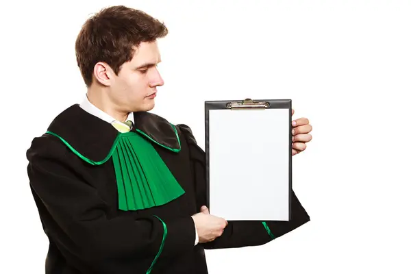 Young male lawyer hold clipboard. — Stock Photo, Image