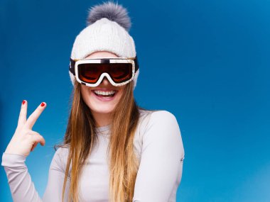 woman in thermal underwear ski googles  clipart