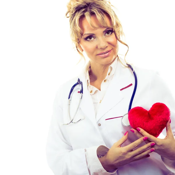 Kardiologin mit rotem Herz. — Stockfoto