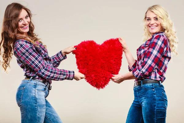 Filha adulta e mãe com coração sinal de amor — Fotografia de Stock