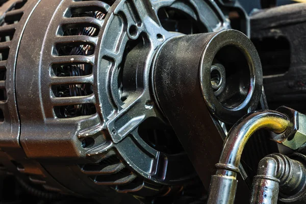 Fecho detalhado do motor da máquina do gerador do alternador — Fotografia de Stock