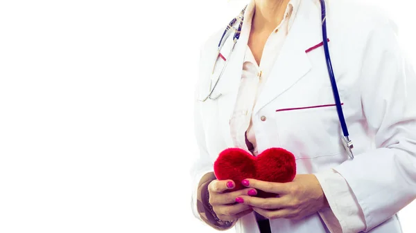 Cardióloga con corazón rojo . — Foto de Stock