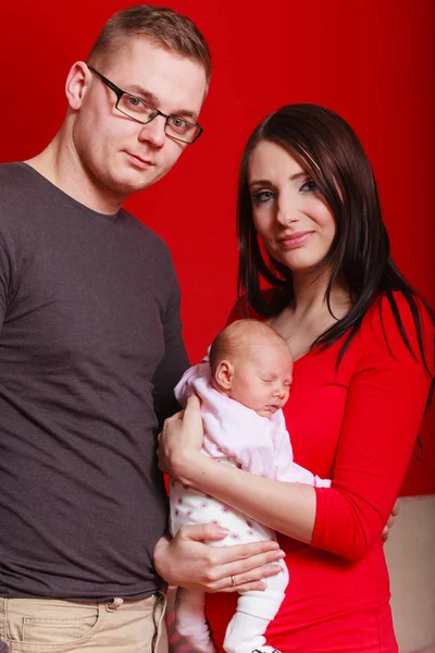 Familie foto van vader, moeder en baby — Stockfoto