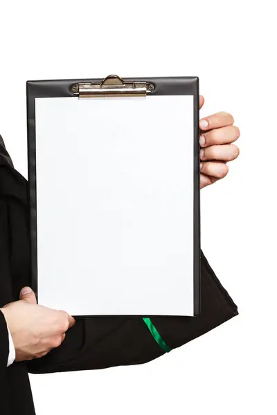Young male lawyer hold clipboard. — Stock Photo, Image