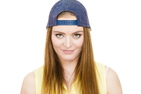 Hipster girl with cap. — Stock Photo, Image