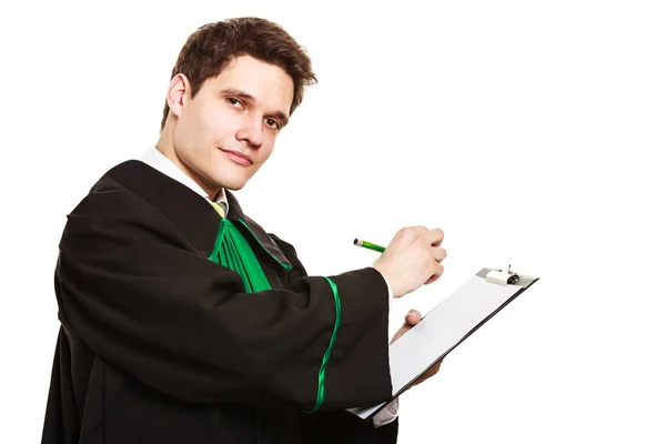 Young male lawyer hold clipboard. — Stock Photo, Image