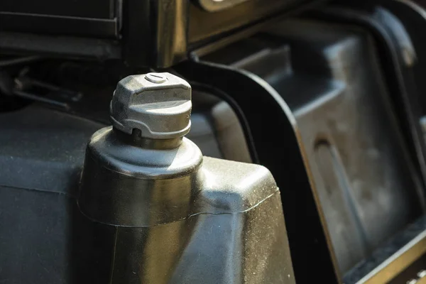 Detailed closeup of plastic fuel cap — Stock Photo, Image