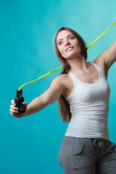 Fit woman with jumping rope — Stock Photo, Image