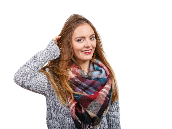 Woman wearing woolen scarf — Stock Photo, Image