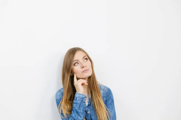 Beautiful young lady with denim jacket. — Stock Photo, Image